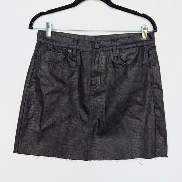 Blank NYC Black Snake Skin Cotton Mini Skirt Size 27 - Picture 1 of 11